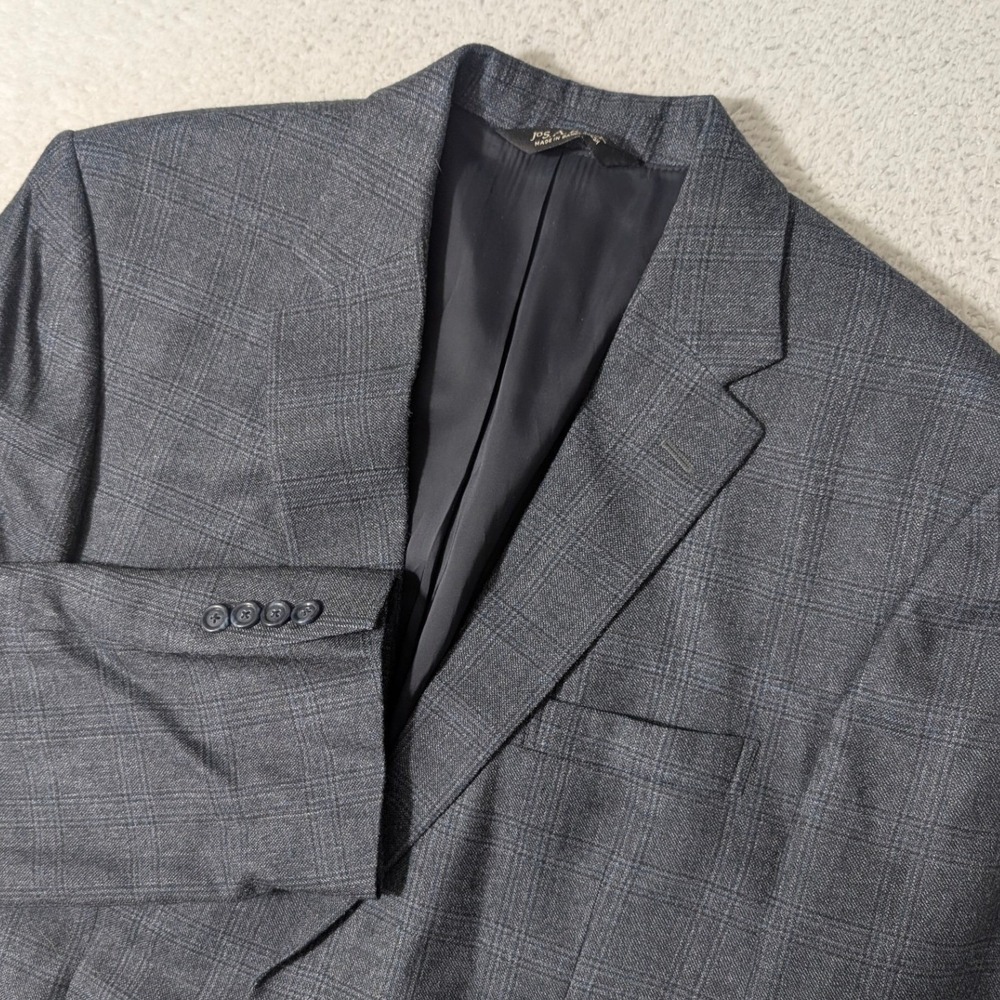Jos A Bank Sport Coat Mens 42L Gray Glen Plaid Silk Wool Traveler's Collection